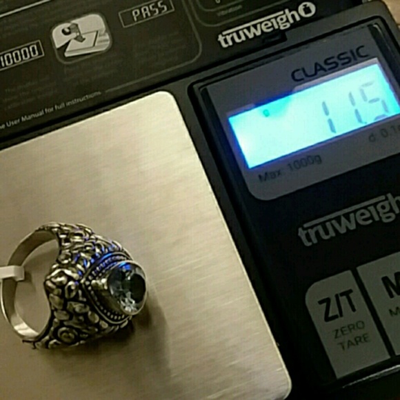 💃BLUE TOPAZ STERLING & GOLD RING - Picture 7 of 8